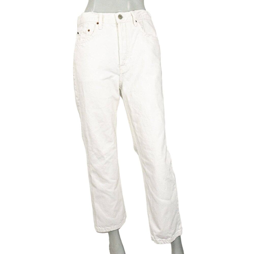 GRLFRND the Linda Pop Crop Jeans in White Albedo Distressed Ripped Women's 28